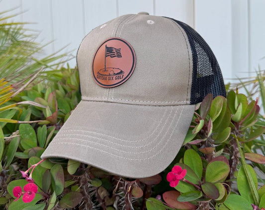 Gotcha Six Golf Beige Trucker Hat / Law Enforcement & Military Golf Brand